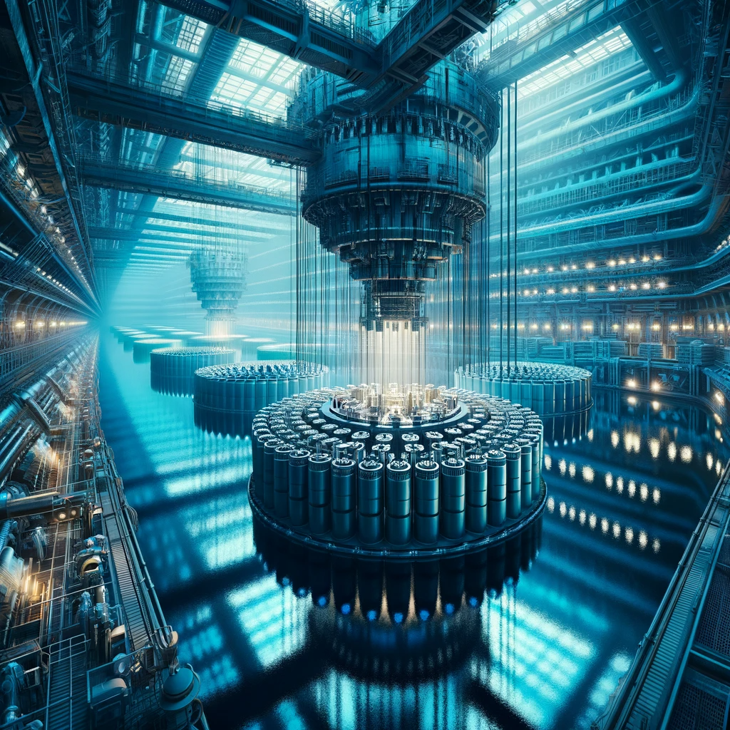 ATTACHMENT DETAILS DALL·E-2023-12-10-09.17.16-An-illustration-of-a-nuclear-reactor-pool-during-refueling-showcasing-an-array-of-cylindrical-fuel-assemblies-submerged-in-water-casting-a-blue-glow.